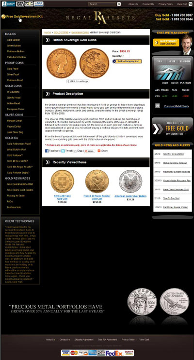 Regal Assets of California British Sovereign Gold Coins Page